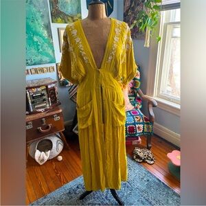 Yellow Embroidered Maxi Dress